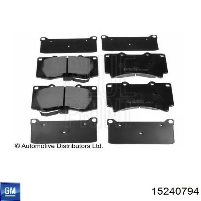 Передние тормозные колодки 15240794 General Motors