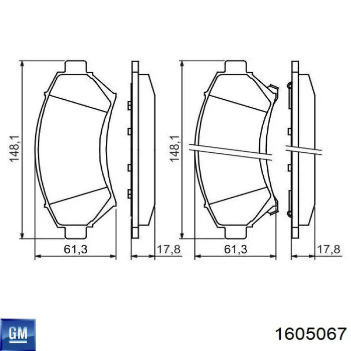 1605067 General Motors Колодки передние