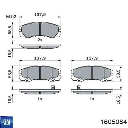 Передние тормозные колодки 1605084 General Motors