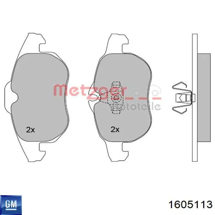 Передние тормозные колодки 1605113 General Motors