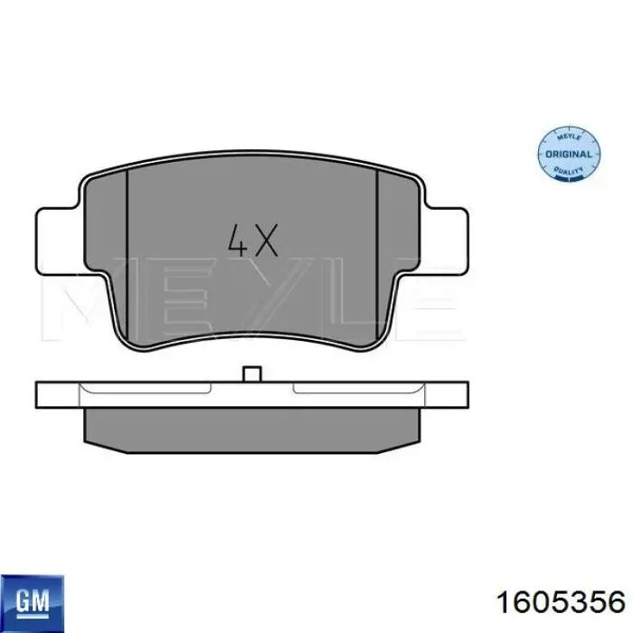 Задние тормозные колодки 1605356 General Motors