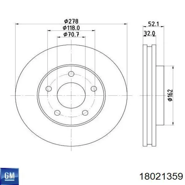 Передние тормозные диски 18021359 General Motors