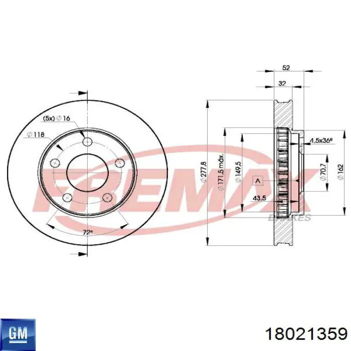 Тормоз дисковый передний General Motors 18021359 цена, от 33.44 USD