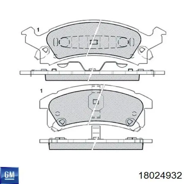 Передние тормозные колодки 18024932 General Motors