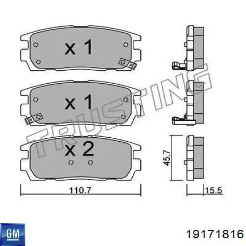 19171816 General Motors Колодки тормозные дисковые комплект