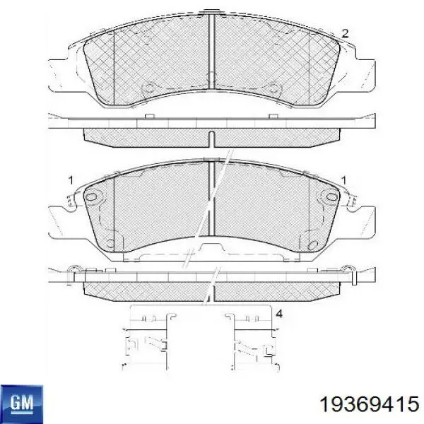 Передние тормозные колодки 19369415 General Motors