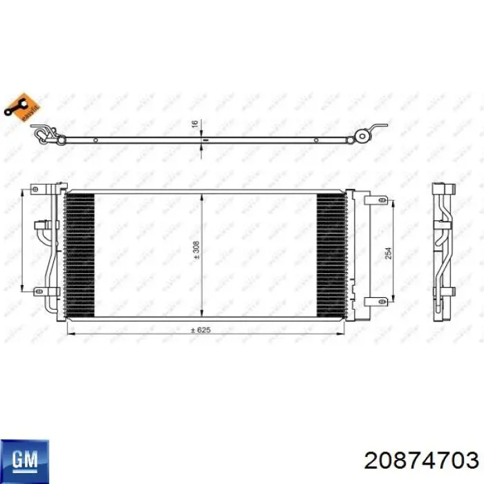 Радиатор кондиционера 20874703 General Motors