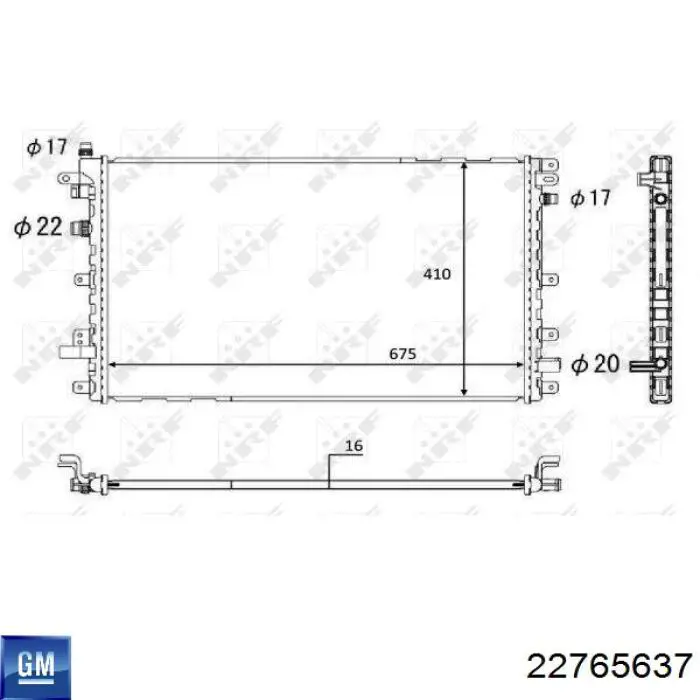 Купить 22765637 General Motors Радиатор водяной