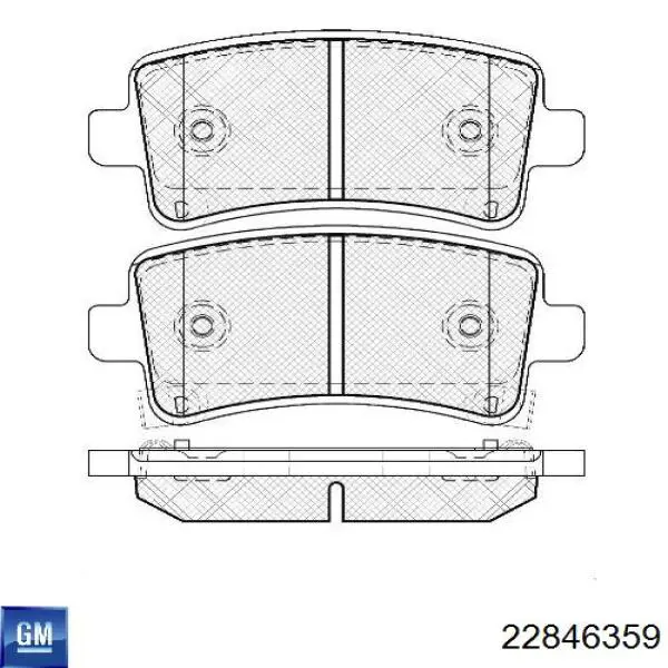 Задние тормозные колодки 22846359 General Motors