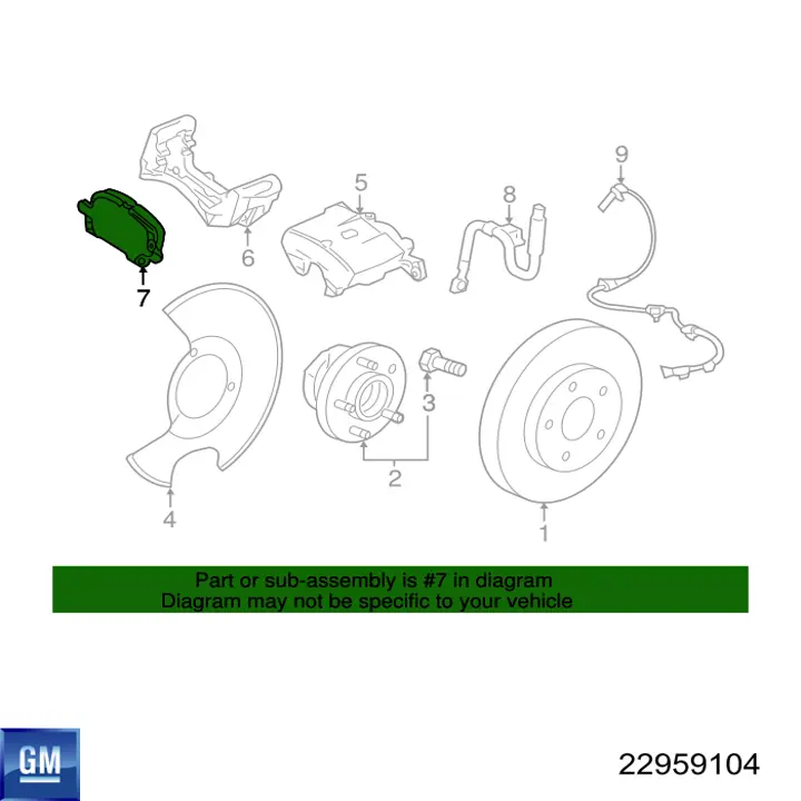 Передние тормозные колодки 22959104 General Motors