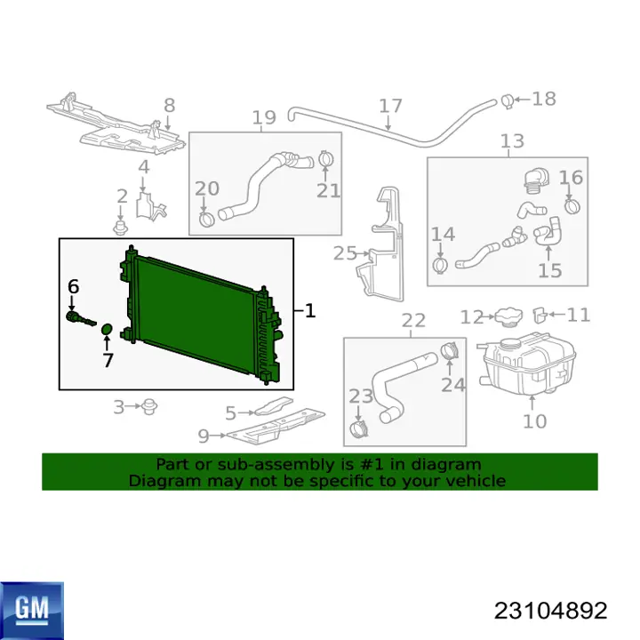 1300357 General Motors radiador de esfriamento de motor