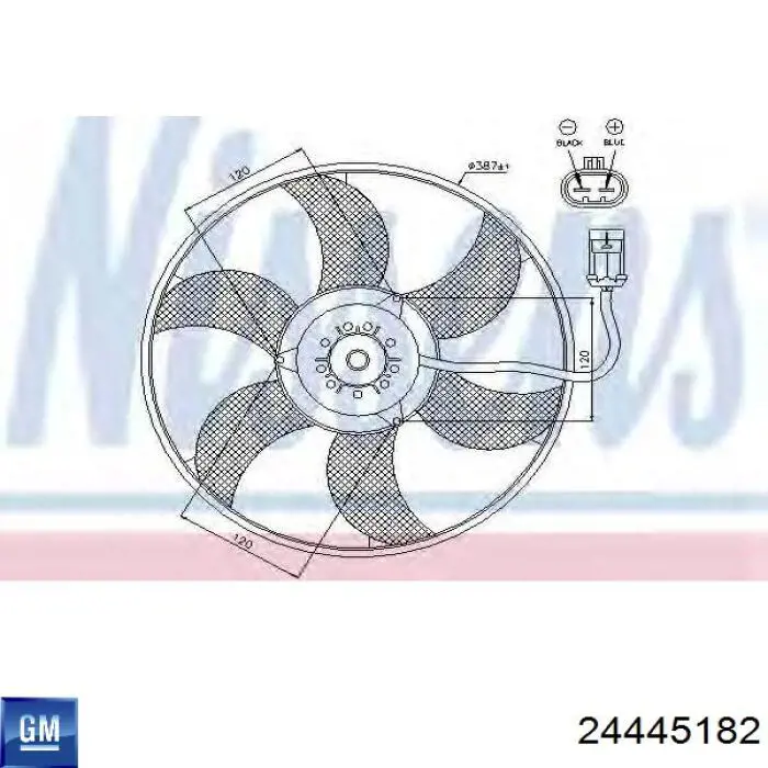 Диффузор вентилятора в сборе с мотором и крыльчаткой 24445182 General Motors