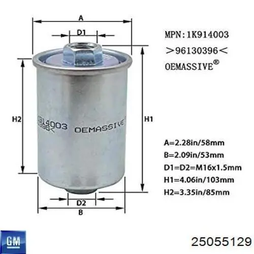 Фильтр тонкой очистки топлива General Motors 25055129 цена, от 3.20 USD