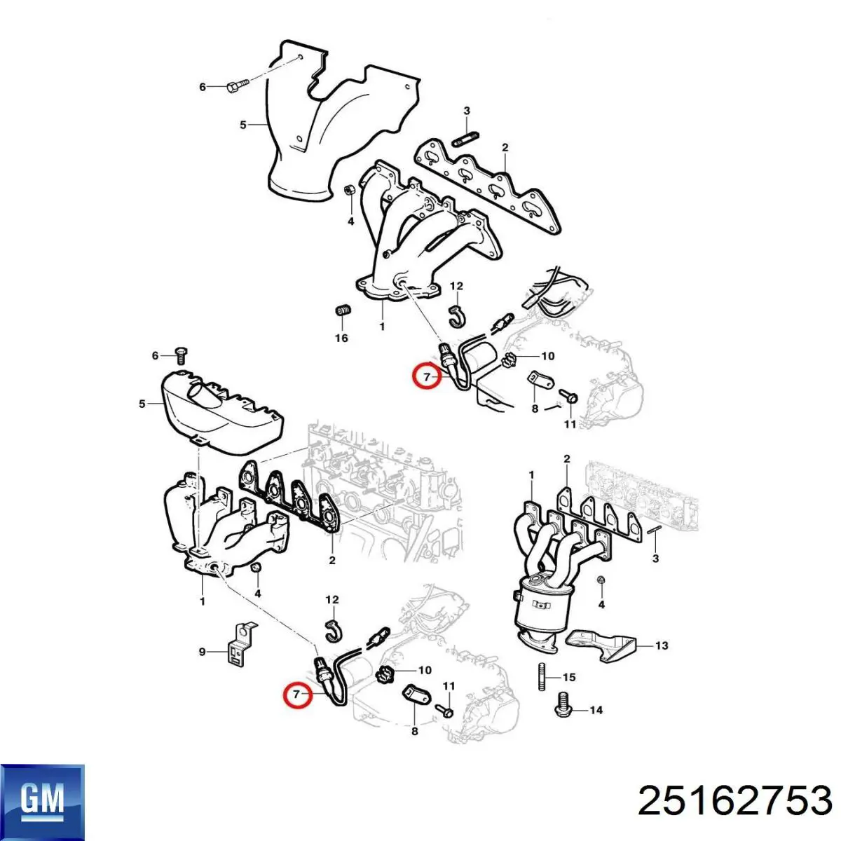 25162753 General Motors Лямбда-зонд, датчик кислорода до катализатора