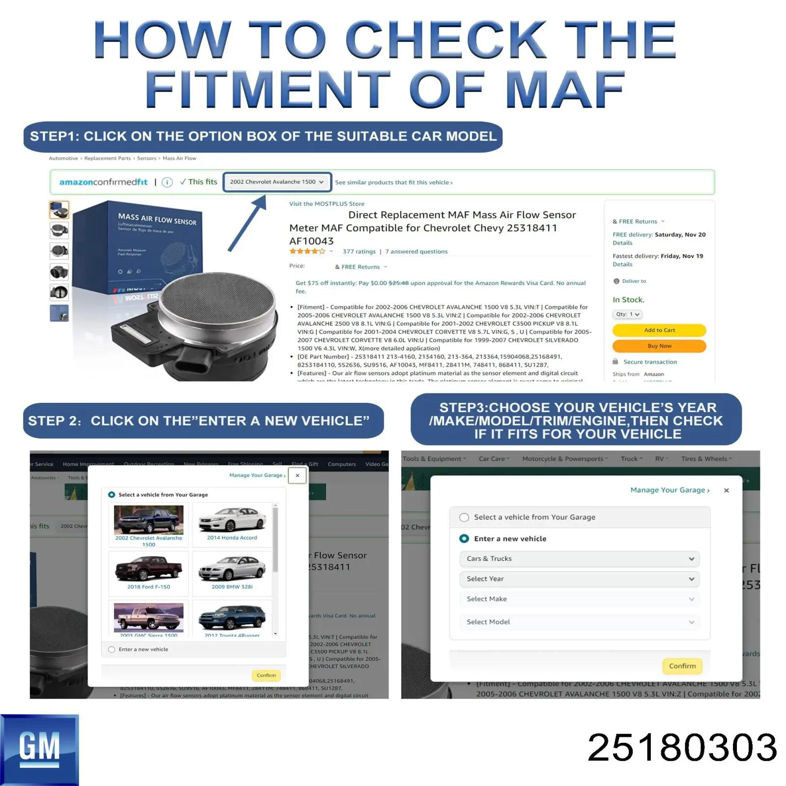 Датчик массового расхода воздуха General Motors 25180303 цена, от 84.31 USD