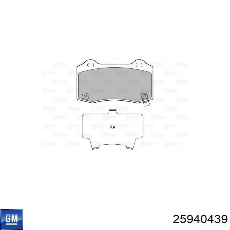 Задние тормозные колодки 25940439 General Motors