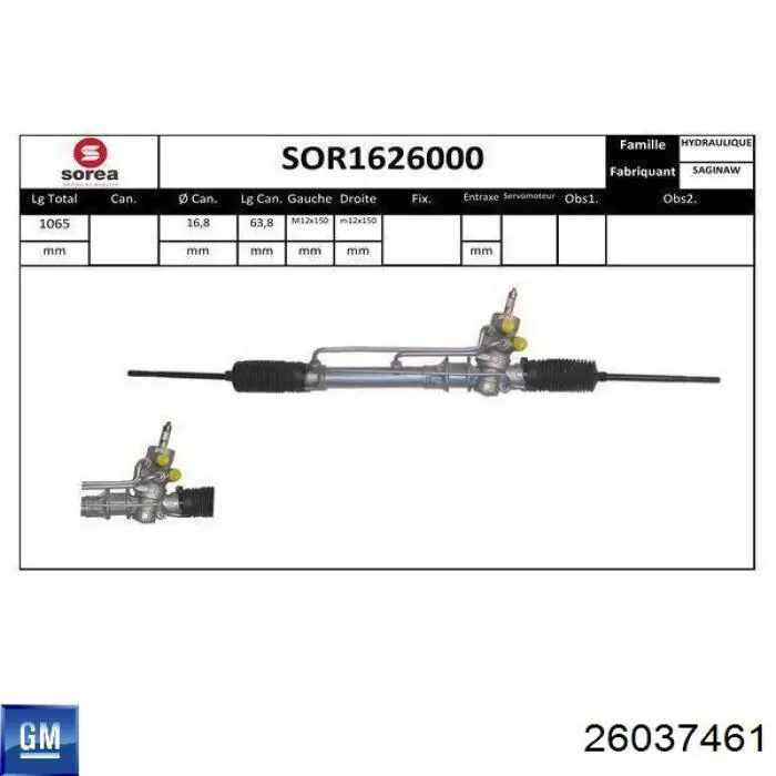 26037461 General Motors cremalheira da direção