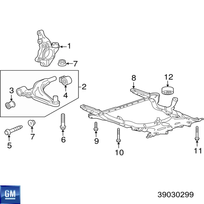 Цапфа (поворотный кулак) передний левый 39030299 General Motors