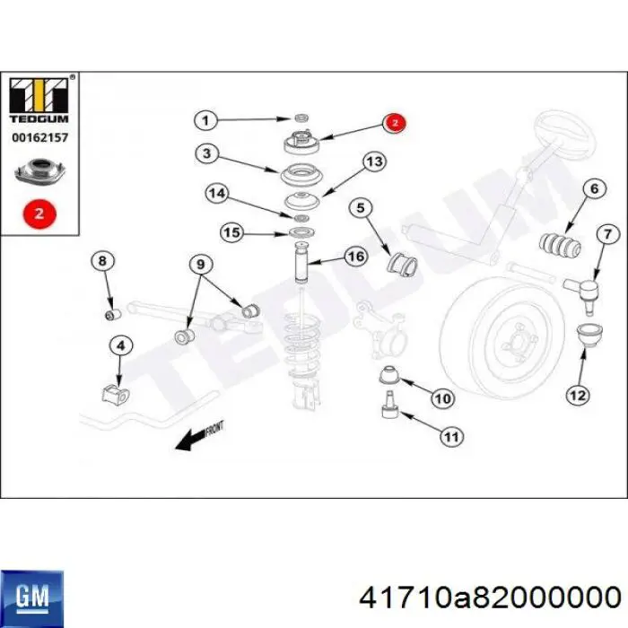 Опора амортизатора переднего 41710A82000000 General Motors