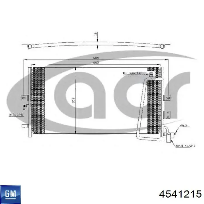 Радиатор кондиционера 4541215 General Motors