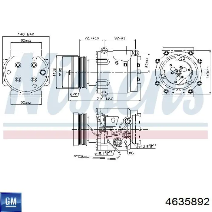 Компрессор системы кондиционирования General Motors 4635892 цена, от 163.61 USD