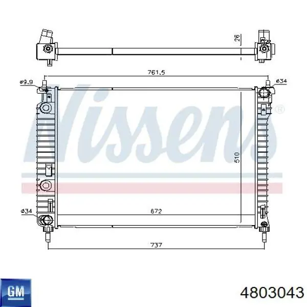 4803043 General Motors radiador de esfriamento de motor