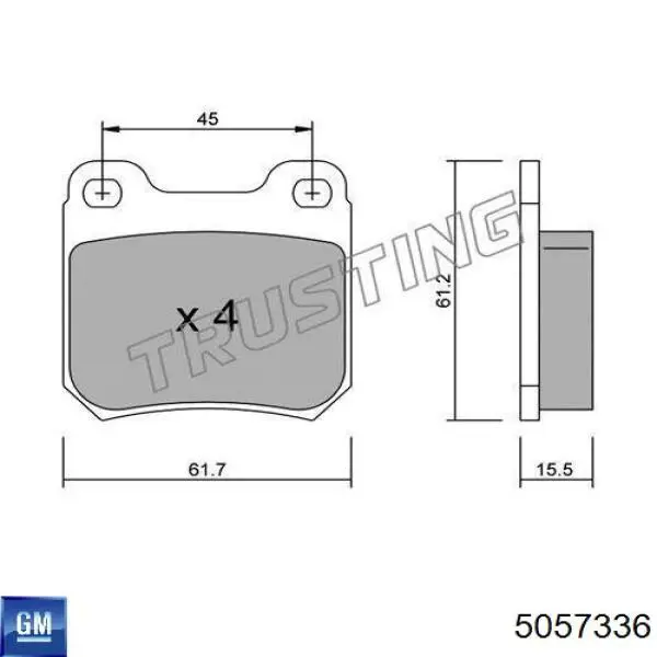 5057336 General Motors Колодки тормозные дисковые комплект