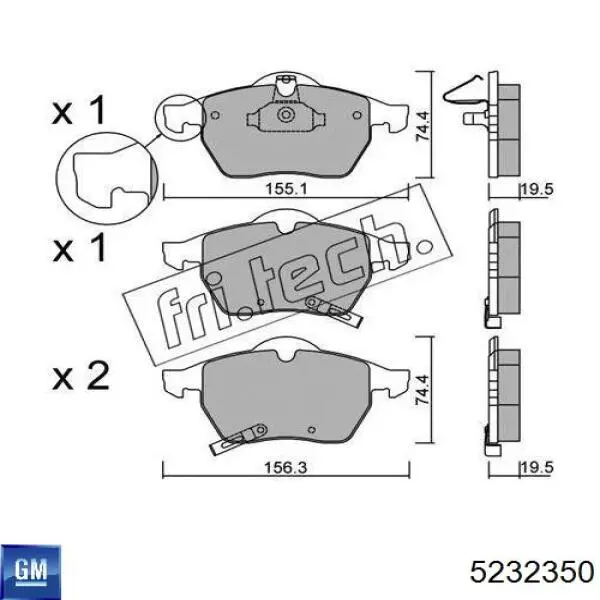 Передние тормозные колодки 5232350 General Motors