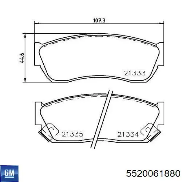 Передние тормозные колодки 5520061880 General Motors