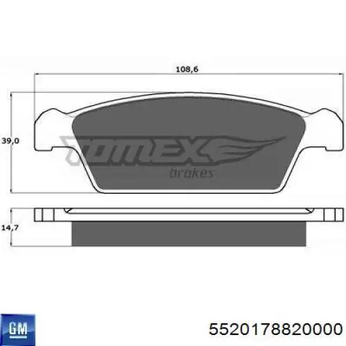 Купить 5520178820000 General Motors Колодки тормозные