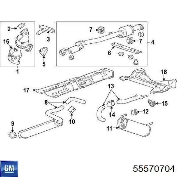 Прокладка турбіни вихлопних газів, випуск 55570704 GM/Chevrolet