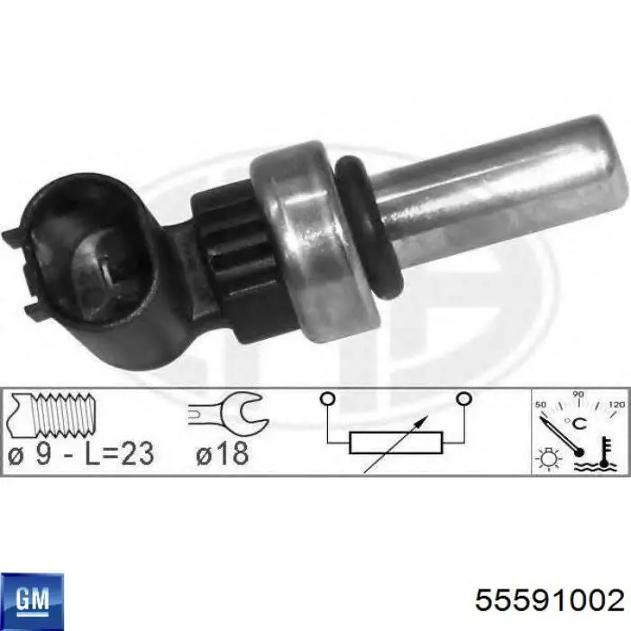55591002 General Motors Sensor de temperatura do fluido de esfriamento