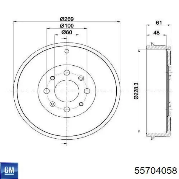 55704058 General Motors Тормозной барабан