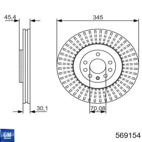 Передние тормозные диски 569154 General Motors