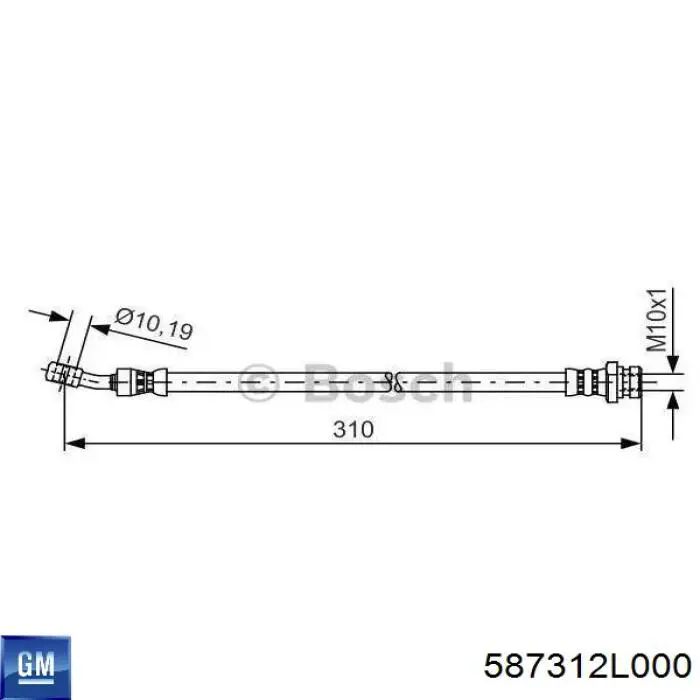 Шланг тормозной передний левый 587312L000 General Motors