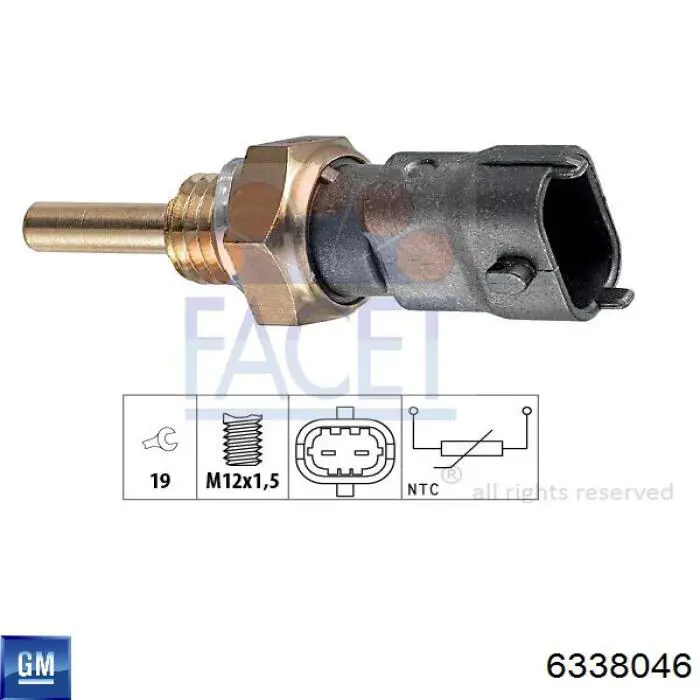 Датчик температуры охлаждающей жидкости 6338046 General Motors