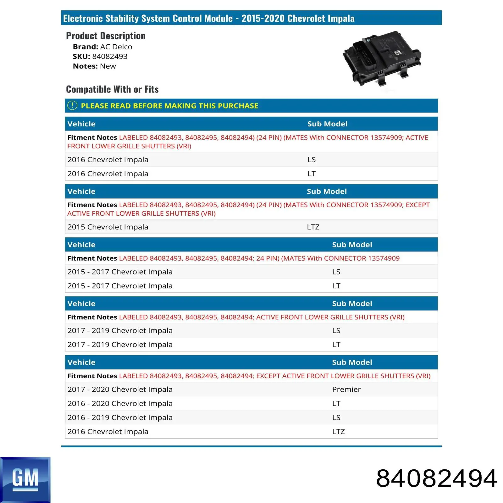 84082494 General Motors 