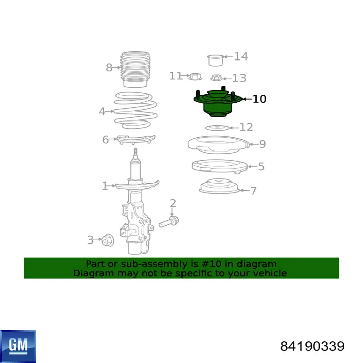 Опора стойки амортизатора переднего General Motors 84190339 цена, от 62.13 USD