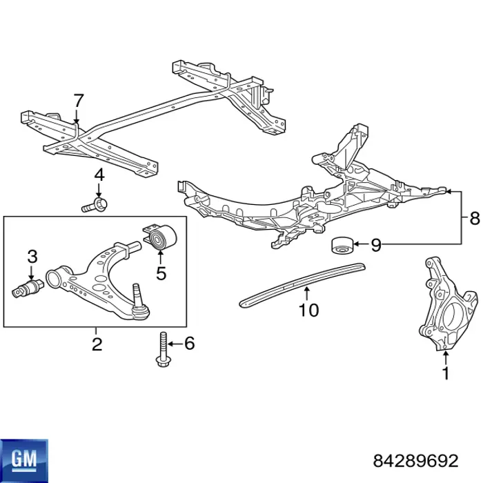 84289692 General Motors braço oscilante inferior direito de suspensão dianteira