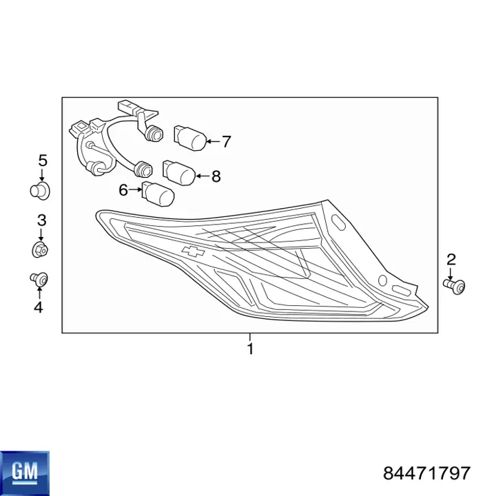 Фонарь задний правый General Motors 84102087 цена, от 38.01 USD