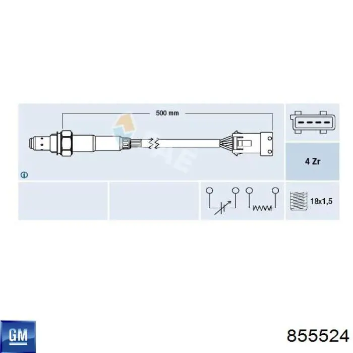 Лямбдазонд, датчик кислорода до катализатора General Motors 855524 цена, от 39.93 USD