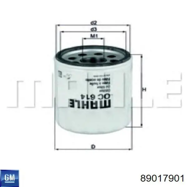 Масляный фильтр 89017901 General Motors