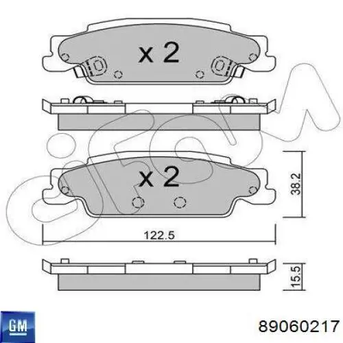 Колодки дисковые  General Motors 89060217 цена, от 36.24 USD