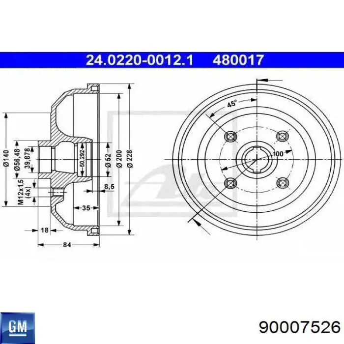 Барабан тормозной задний General Motors 90007526 цена, от 15.24 USD