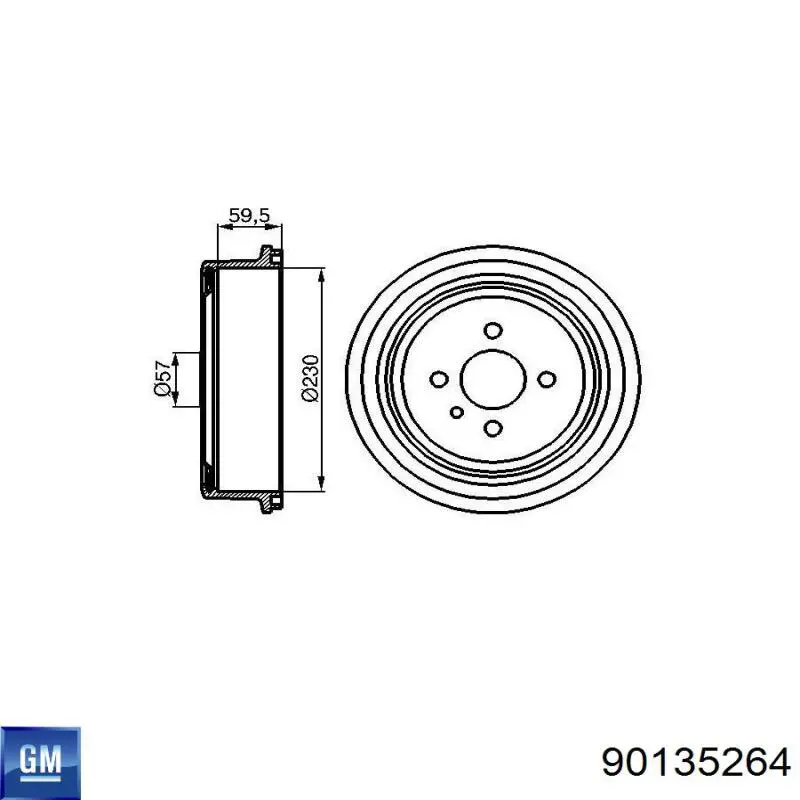 Тормозной барабан 90135264 General Motors