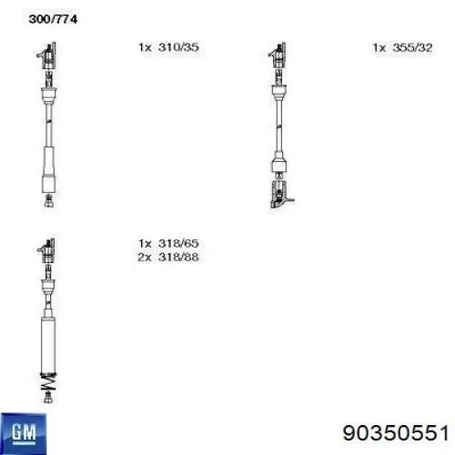 90350551 General Motors высоковольтные провода