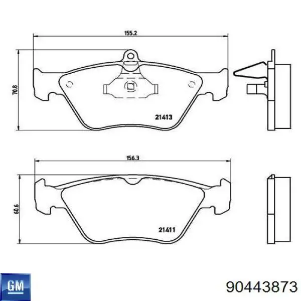 90443873 General Motors Колодки передние