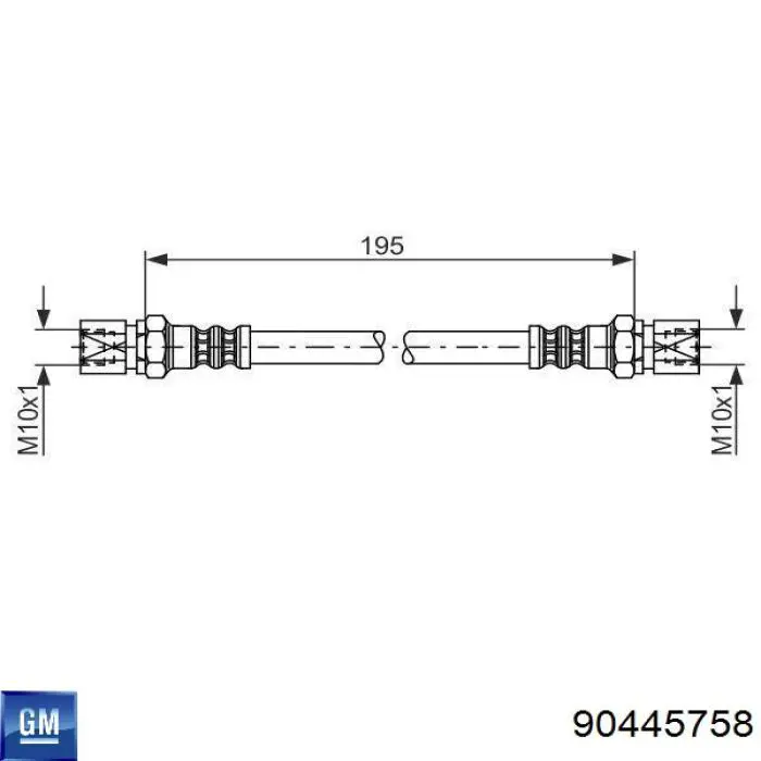 90445758 General Motors Гибкая тормозная трубка задняя