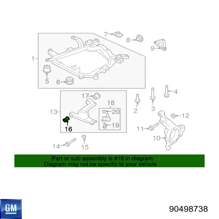 Сайлентблок передней подвески General Motors 90498738 цена, от 2.66 USD