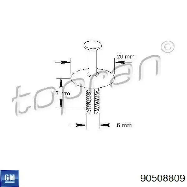 Пистон крепления переднего бампера 90508809 General Motors